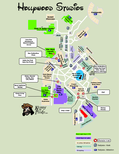 Hollywood Studios Character Location Map KennythePirate