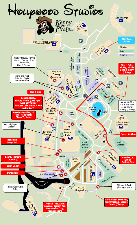 Star Wars Weekends Character Location Map