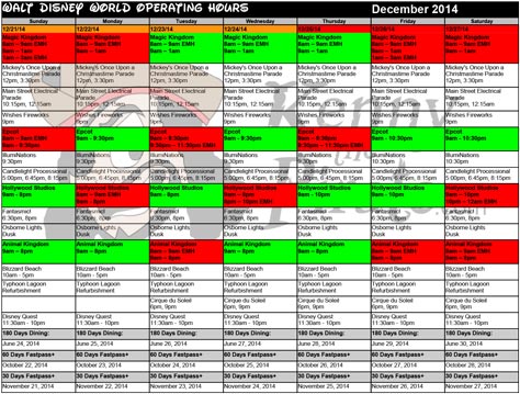 2015 December Disney World crowds calendar, park hours, show schedules ...